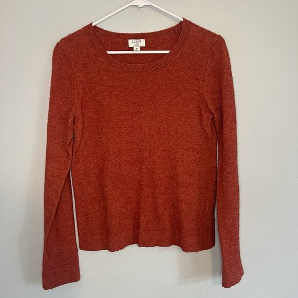 J Crew Womens Merino Wool Cotton Blend Sweater Crew Neck Sz M Orange - Picture 1 of 11